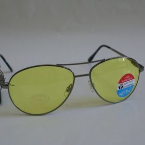 NWT Sports Aviator Night Driving shooting Yellow polycarbonate sunglasses